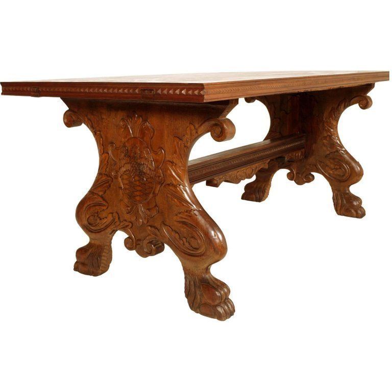 Early 20th Century Italian From Tuscany Hand Carved Extendable Walnut Table photo Furniture