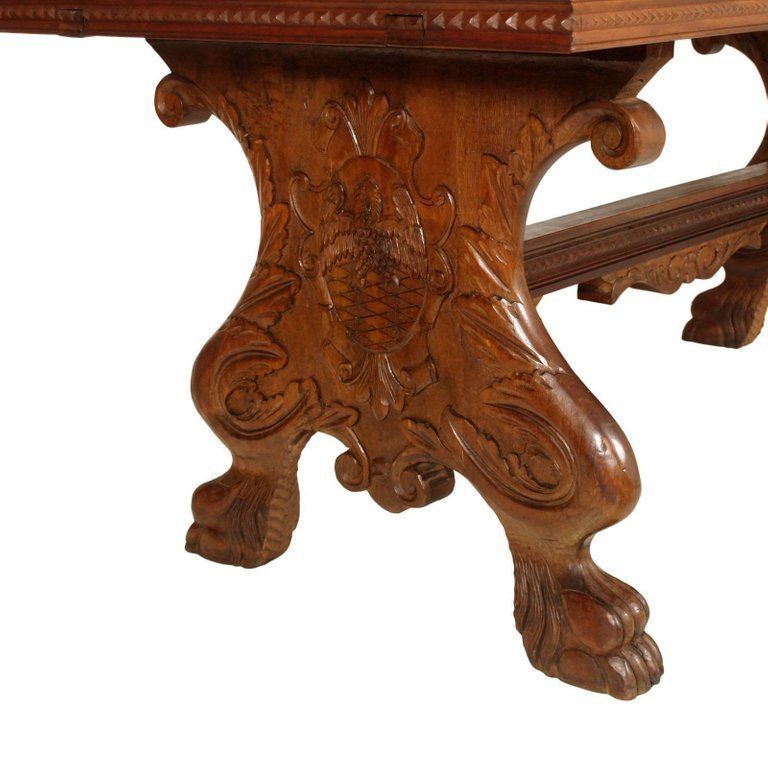 Early 20th Century Italian From Tuscany Hand Carved Extendable Walnut Table photo 6758.0