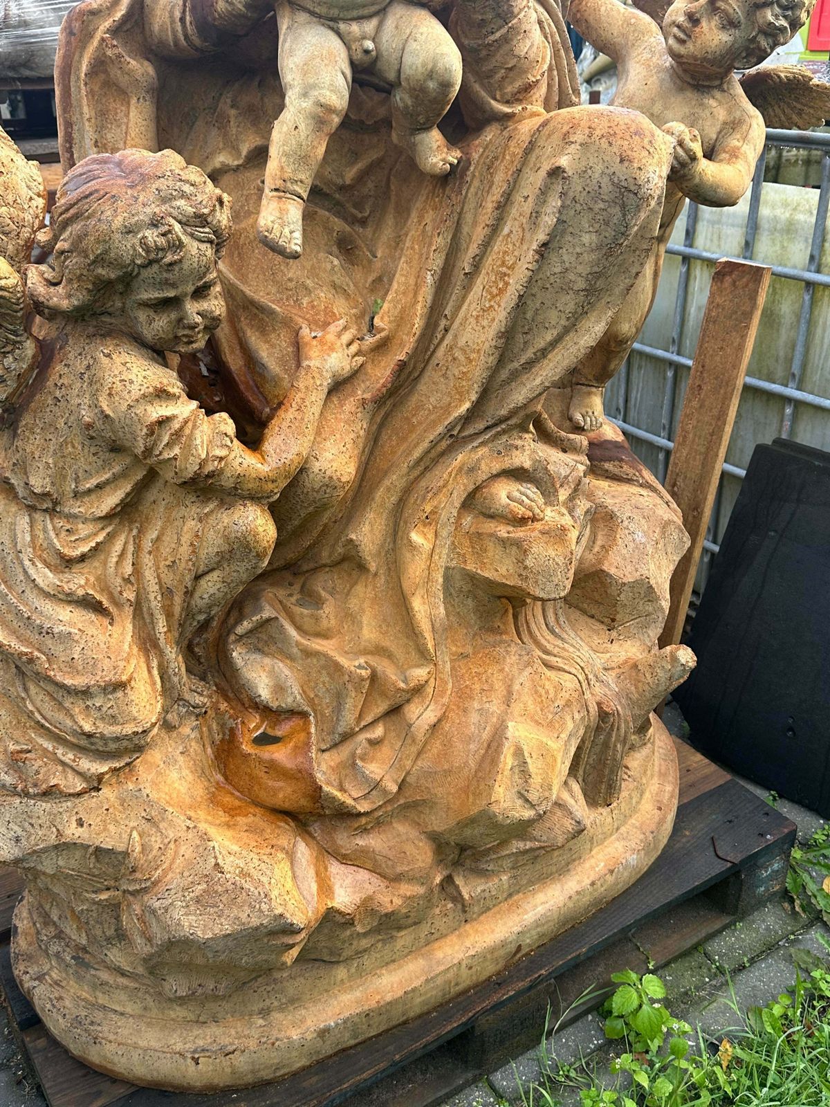 Beautiful French, Salvage Hand Made Statue, Mary And Cherubs (5ft Tall) photo 13995.0