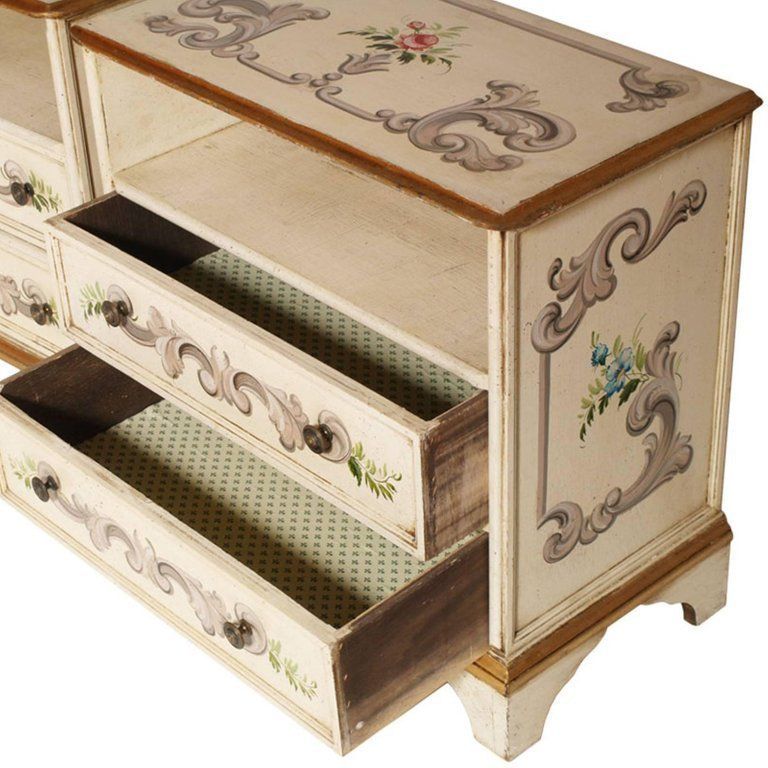 Venetian Mid Century Pair Of Hand Decorated And Laquered Nightstands photo furniture