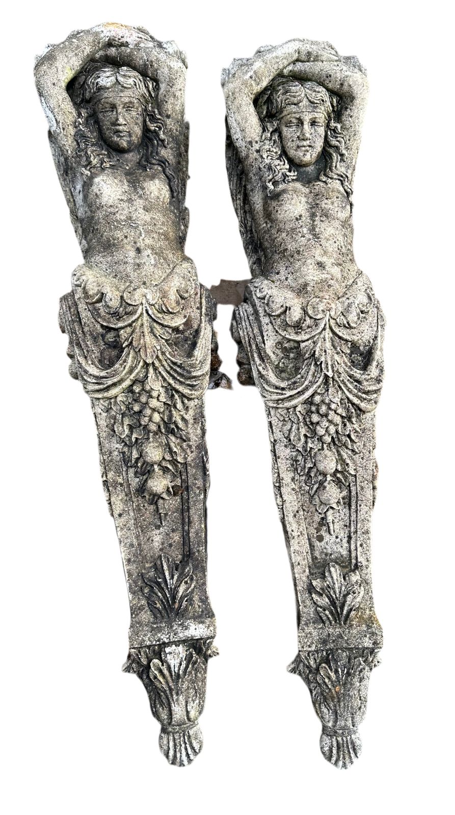 Matching Pair, French Decorative Stone Antique Columns