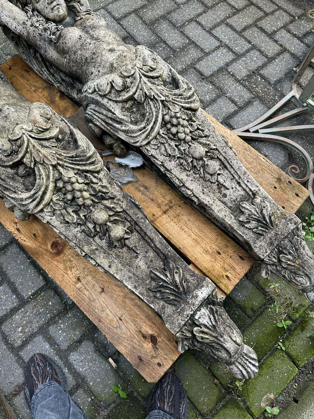 Matching Pair, French Decorative Stone Antique Columns photo Home Decor