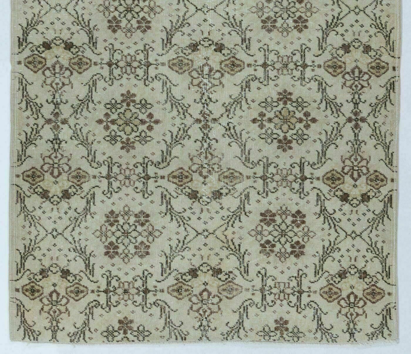 4x7 Ft Vintage Handmade Turkish Rug, Authentic Floral Patterned Carpet photo for sale