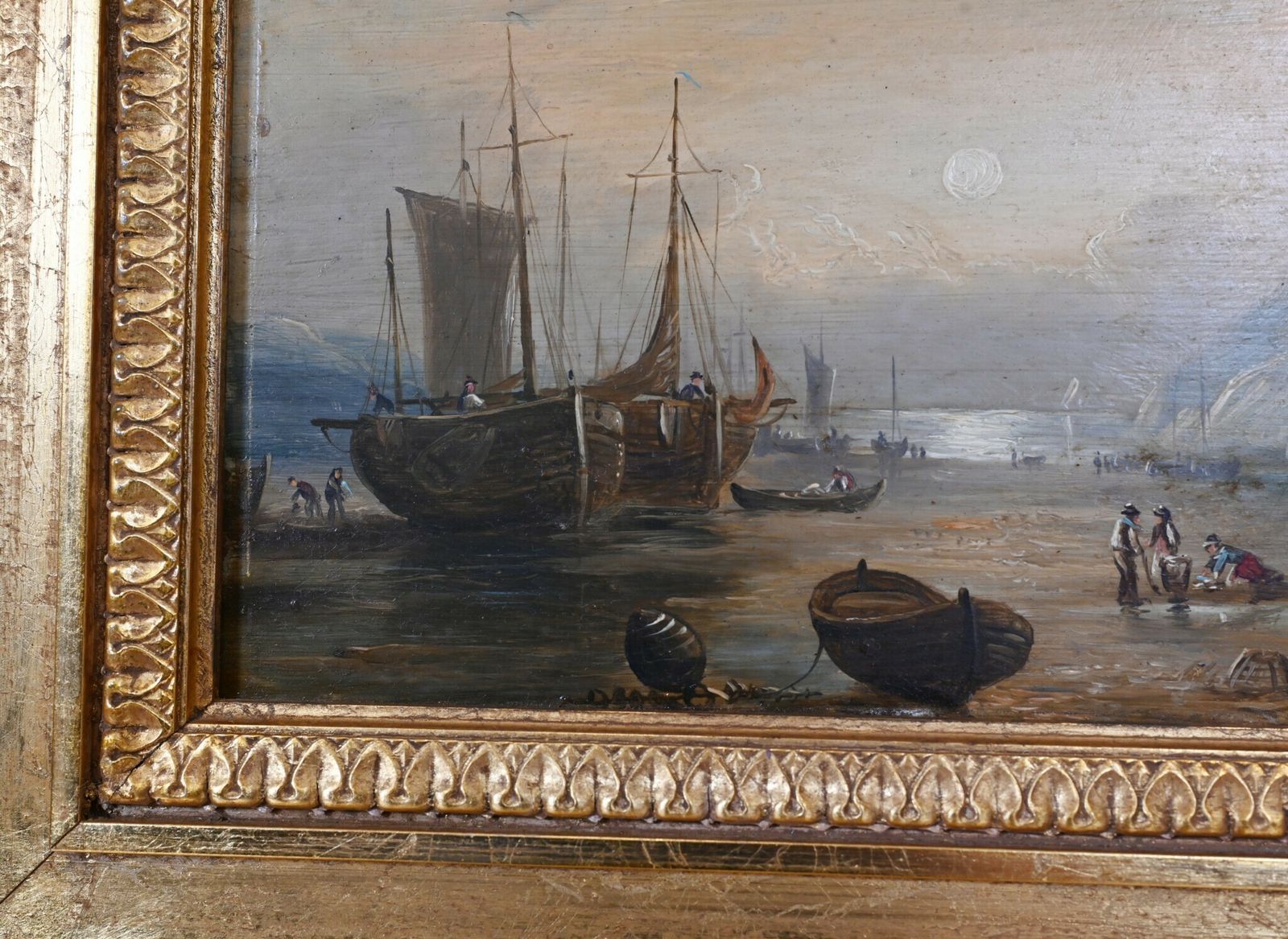 Victorian Oil Painting Cornish Coastal Scene Maritime 1880 photo Art