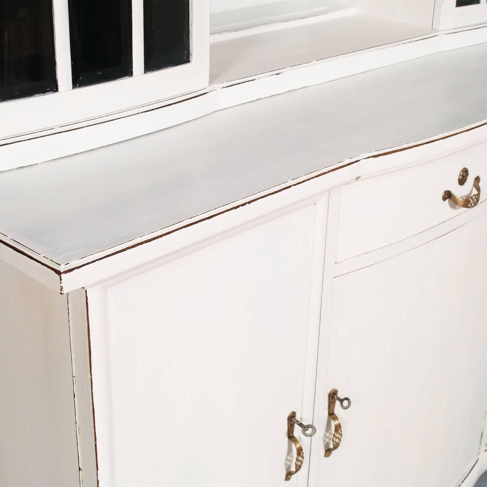 1930s Antique White Painted Dresser Drawers, Credenza, Art Deco Solid Oakwood photo for sale