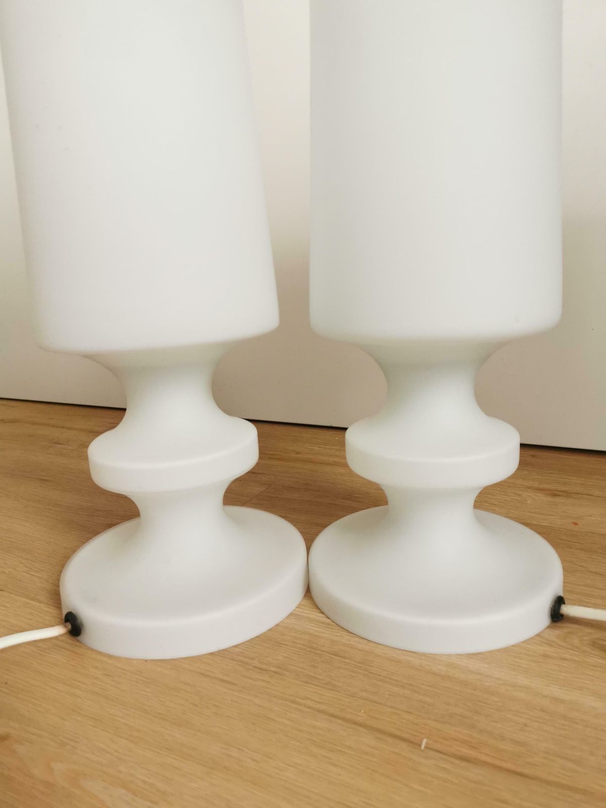 1 Of 2 Vintage All Glass White Table Lamp By Ivan Jakes For Osvetlovaci Sklo / Czechoslovakia 1960s / Mid Century Home Lighting / Desk Light photo for sale