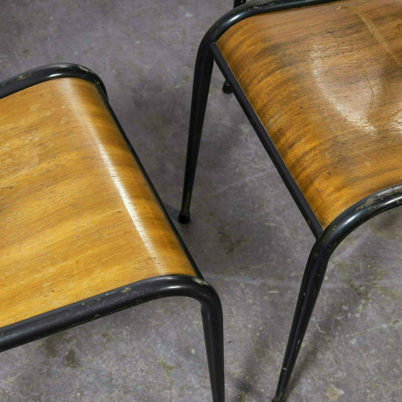 1950’s French Mullca Black Tapered Leg School Dining Chairs – Set Of Four photo 456.0
