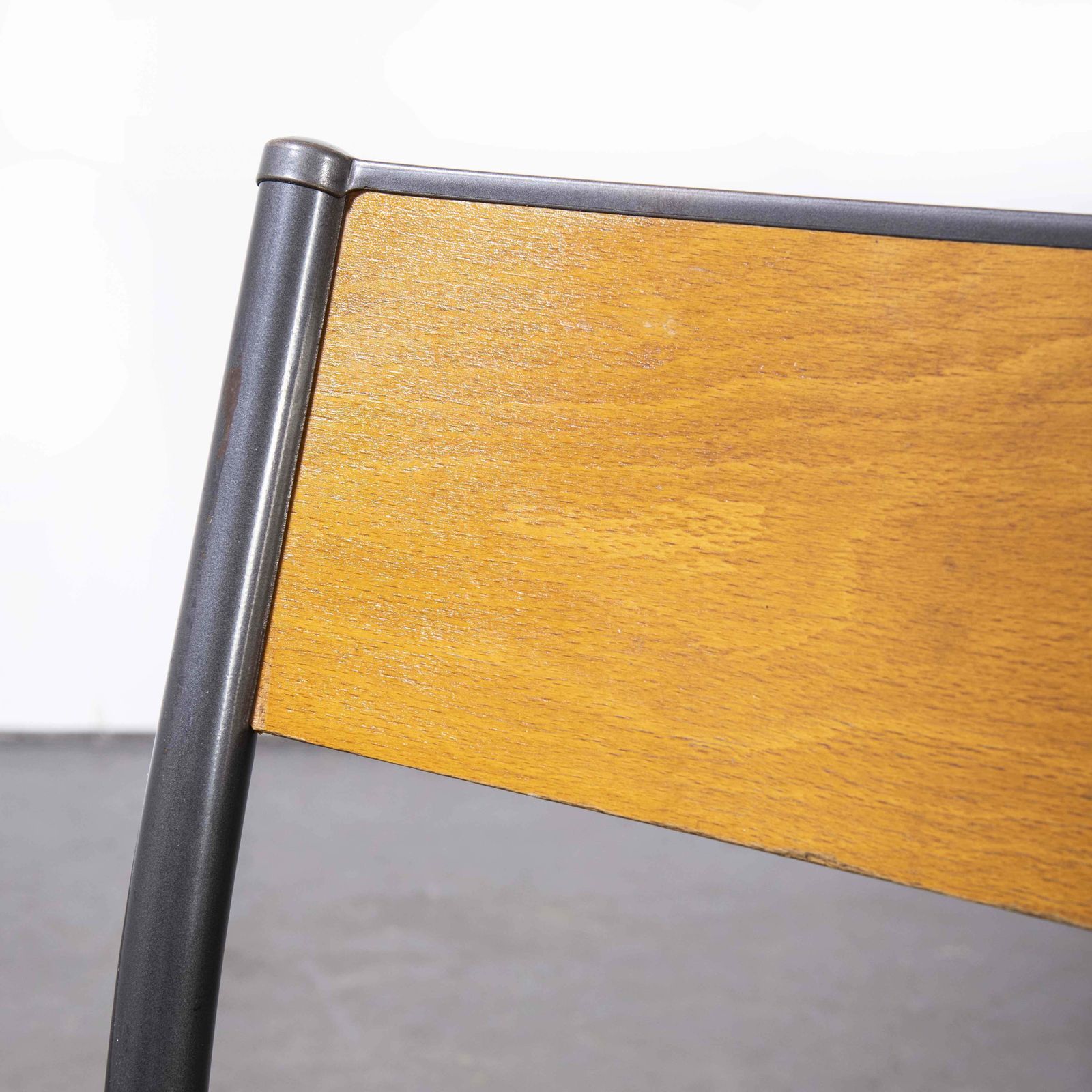 1950’s French Mullca Grey Tapered Leg School Dining Chairs – Set Of Six photo for sale