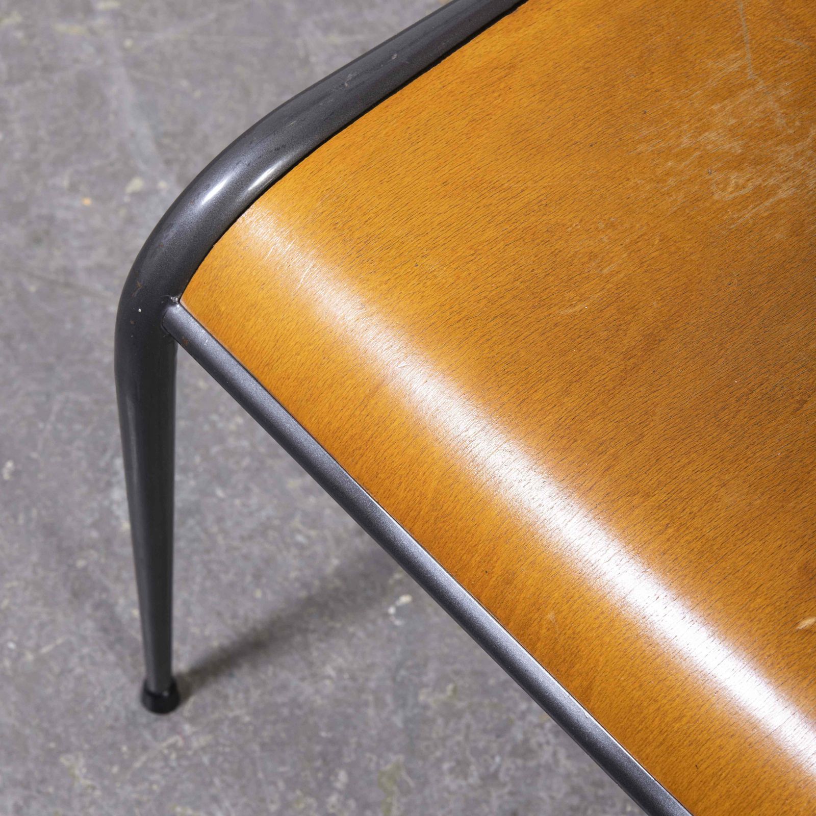 1950’s French Mullca Grey Tapered Leg School Dining Chairs – Set Of Six photo vinterior