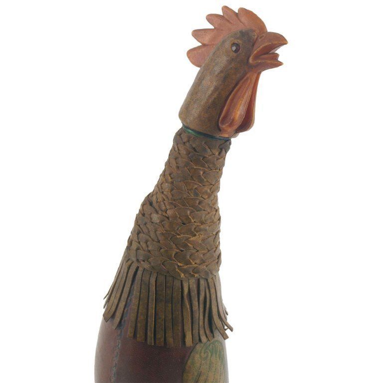 1950s Old Collection Bottle Covered In Leather In The Shape Of A Rooster photo furniture