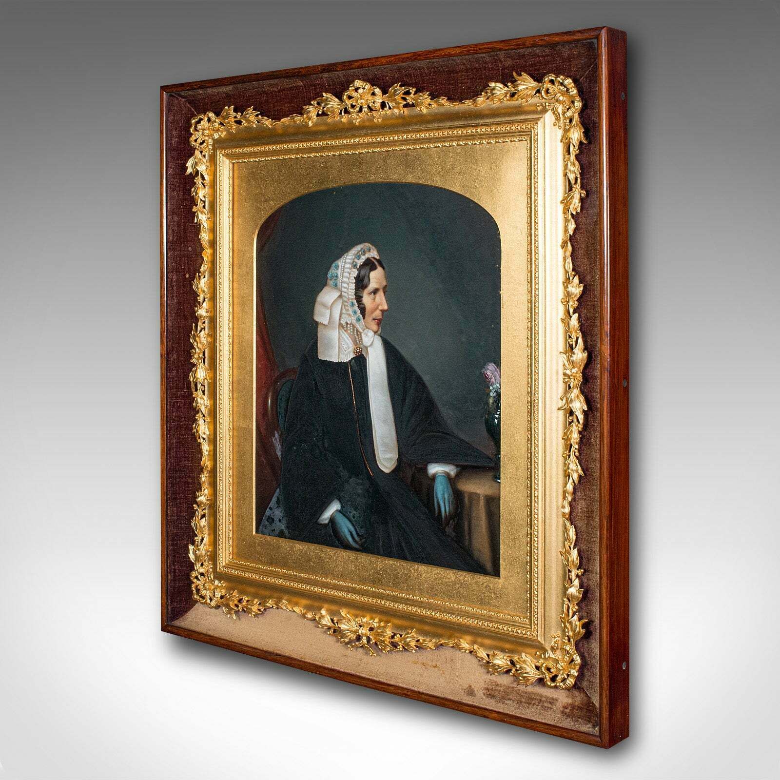 Antique English School Portrait, Giltwood Frame, Painting, Art, Edwardian, 1910 photo for sale