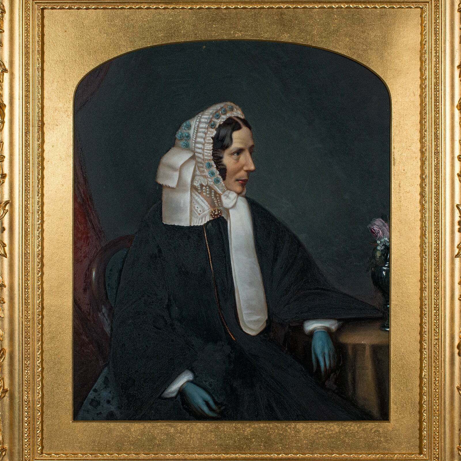 Antique English School Portrait, Giltwood Frame, Painting, Art, Edwardian, 1910 photo Art