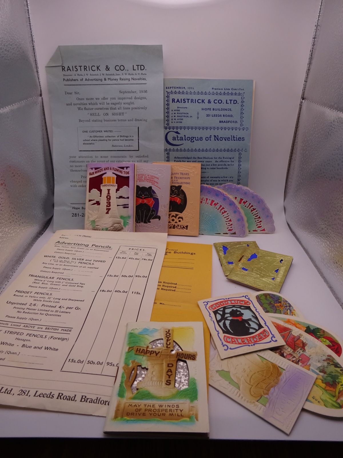 Collection Of 1936/37 Calendar, Diary And Perfume Card Samples
