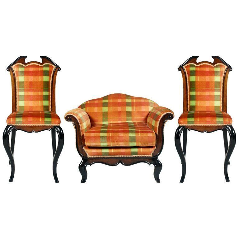 1930s Italian Pair Of Chairs And Armchair, Paolo Buffa Attributed, From Cantù