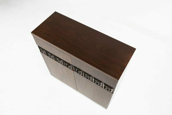 Furniture Brutalist Geometrical Seventies Bar Cabinet, Belgium, 1970s photo