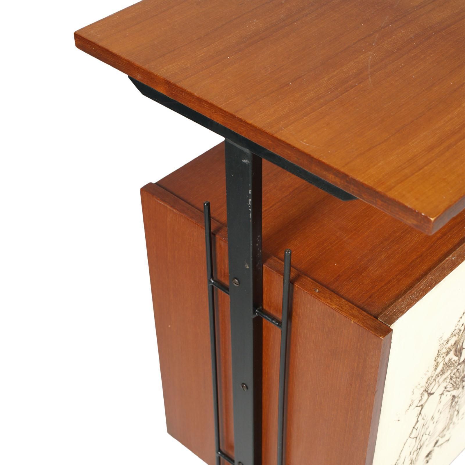 Midcentury Dry Bar Cabinet By Franco Albini Per Mobili Di Cantù, With Fornasetti's Decoration photo furniture