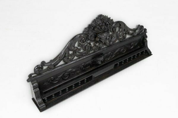 photo buy Baroque Richly Carved Black Wooden Sculptured Shelf, France, 1850s