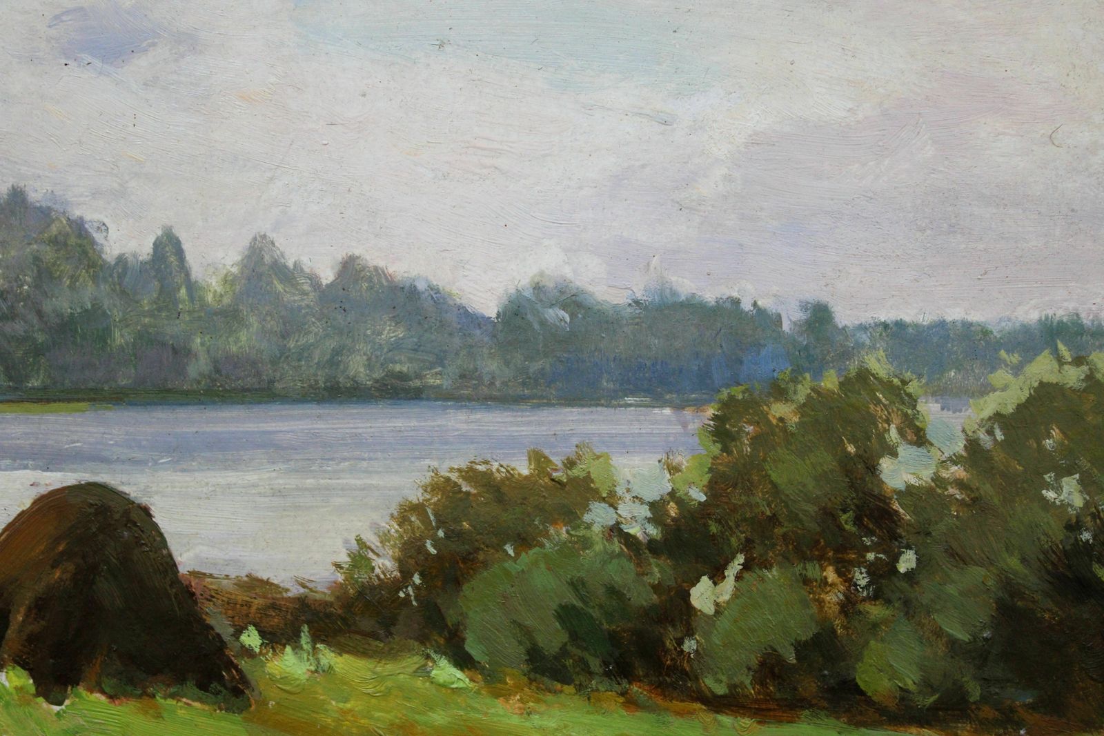 Art Alfejs Bromults (1913   1991, Latvian). The Lake Anna, 1990. Oil On Cardboard, 40 X 50 Cm photo