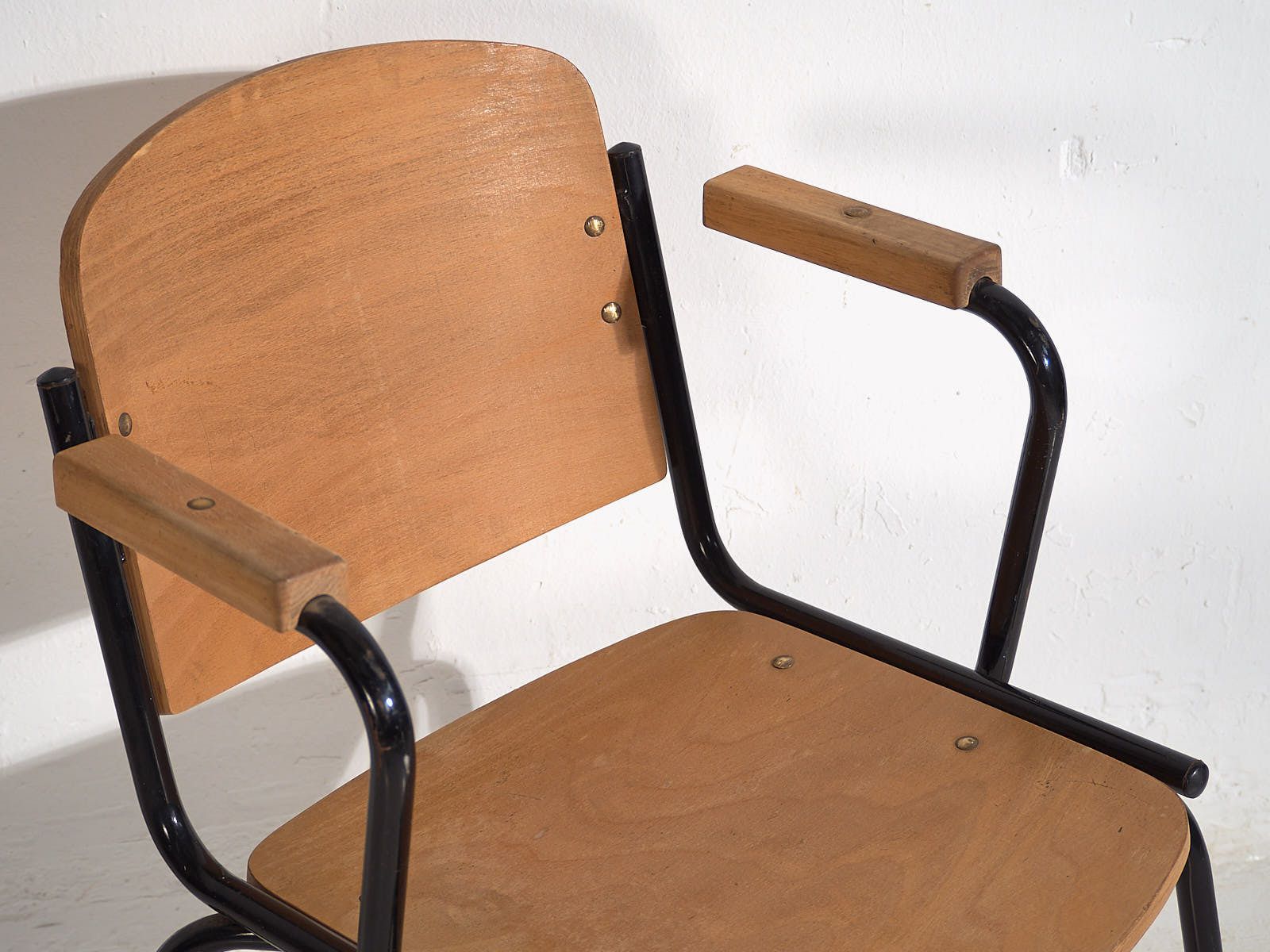 Industrial Style Chairs With Armrests (C.1950). Set Of 2 Pieces photo vinterior