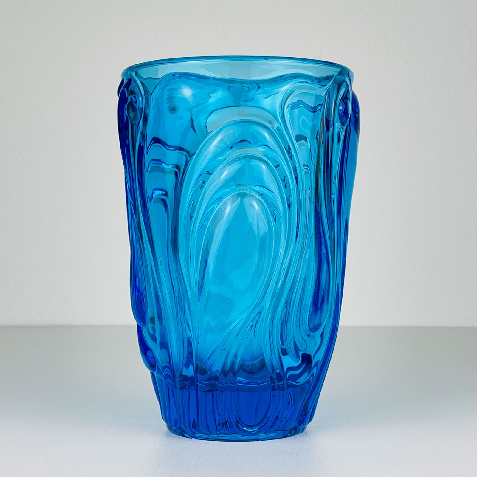 Vintage Blue Art Glass Vase, Italy 1970s photo Home Decor