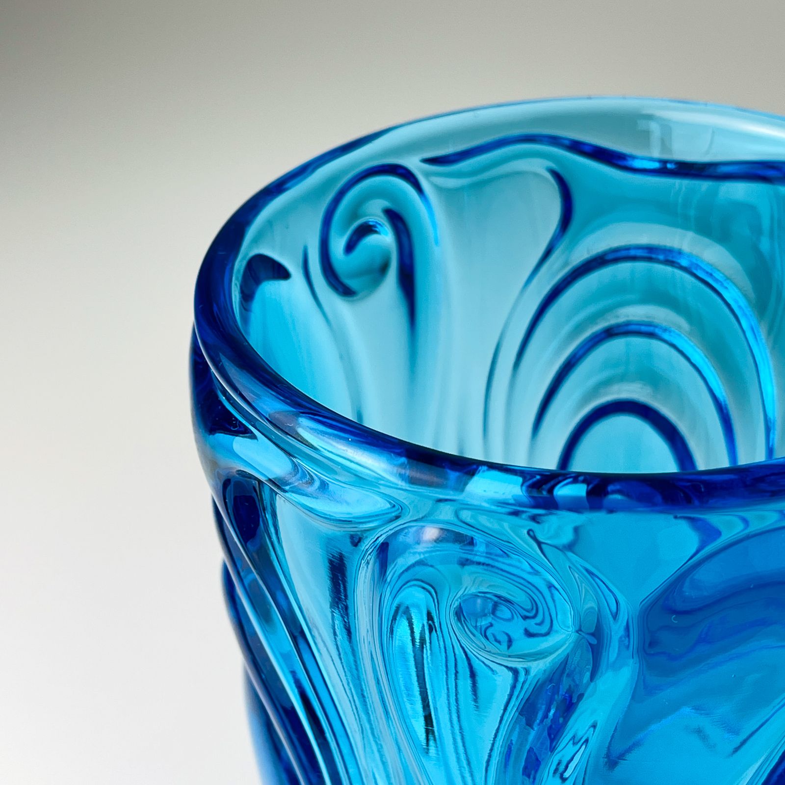 photo for sale Vintage Blue Art Glass Vase, Italy 1970s