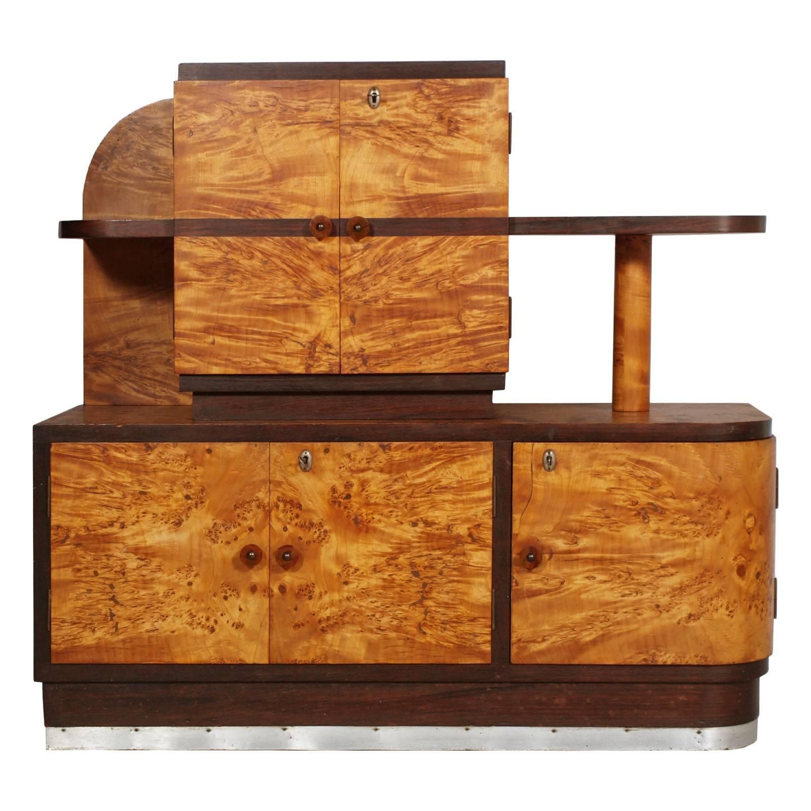1930s Italian Art Deco Sideboard Buffet In Burl Elmwood By Osvaldo Borsani For Atelier Di Varedo photo furniture