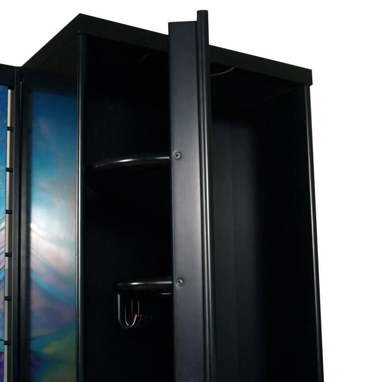 Art Nouveau Revival Hanger Wardrobe Lacquered Wood, Andy Warhol's Style Flower photo for sale
