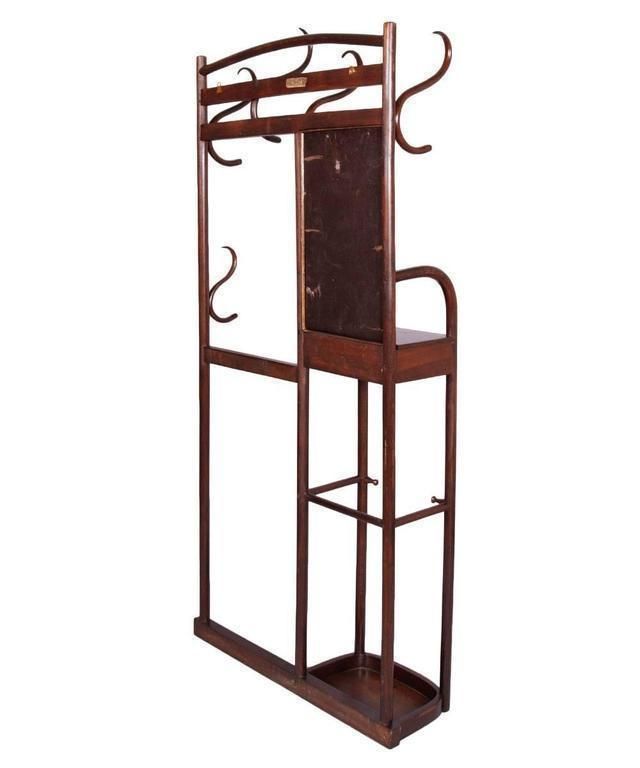 Early 20th Century Art Nouveau Entrance Coat Rack Hanger With Mirror By Thonet photo furniture