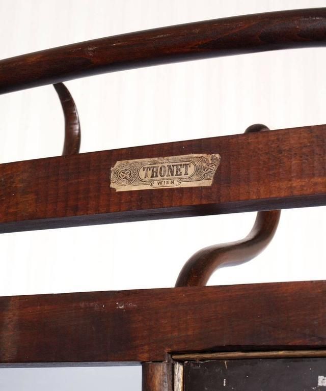 Early 20th Century Art Nouveau Entrance Coat Rack Hanger With Mirror By Thonet photo vinterior