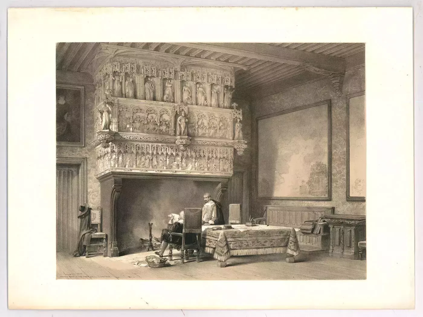 Louis Haghe (1806 1885)   1840 Lithograph, Town Hall, Courtray photo furniture