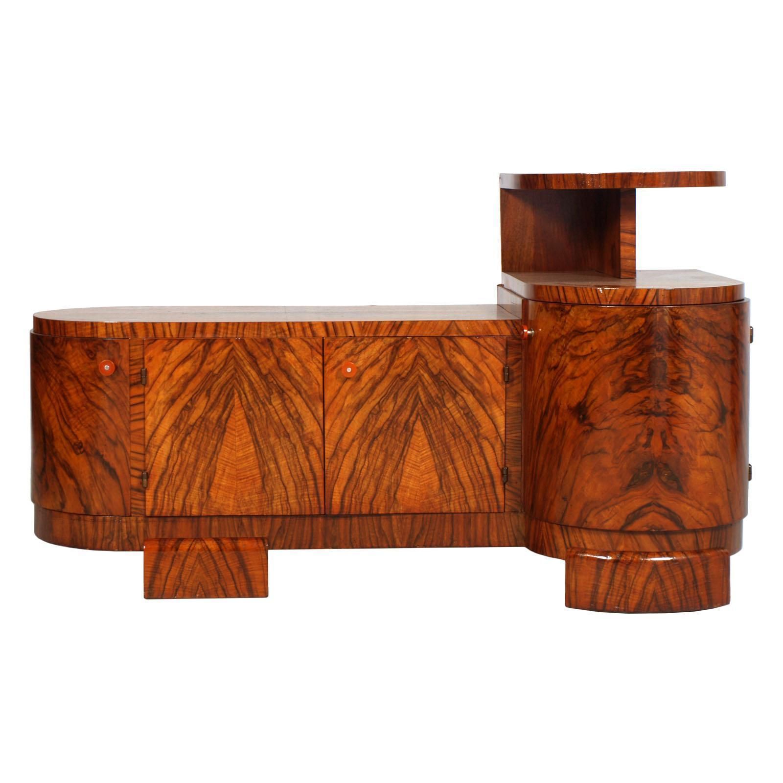 Art Deco Sculptural Vanity, Entry Cabinet Or Mirrored Toilette By Borsani In Burl Walnut photo furniture