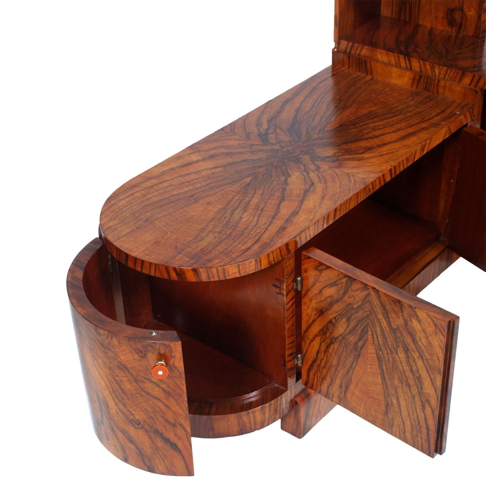 12500.0 Art Deco Sculptural Vanity, Entry Cabinet Or Mirrored Toilette By Borsani In Burl Walnut photo