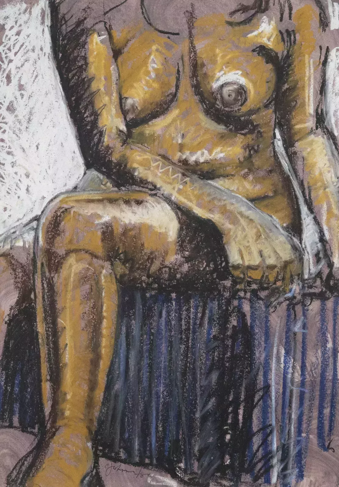 Carl Johnson (B.146)   1980 Pastel, Seated Nude I