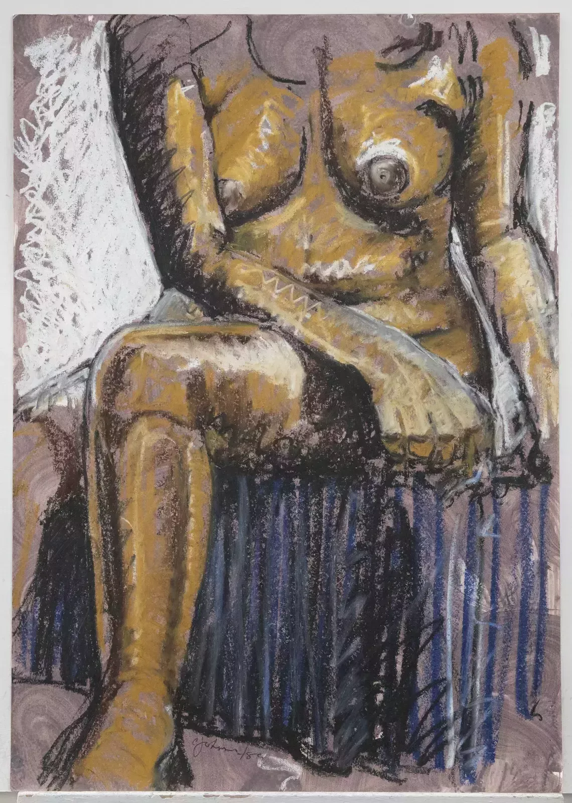 Carl Johnson (B.146)   1980 Pastel, Seated Nude I photo furniture