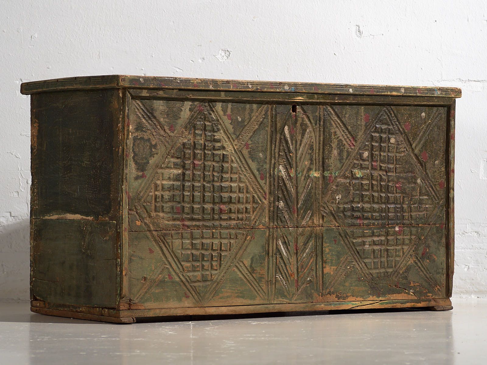 Antique Green Patina Antique Chest (C.1920) #58 photo for sale