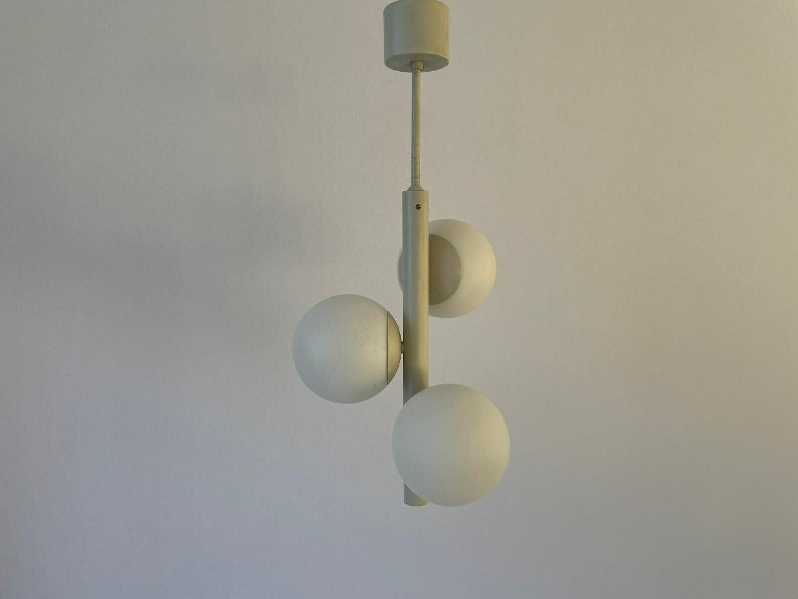 Triple Glass Shade And Gray Metal Body Atomic Ceiling Lamp By Kaiser Leuchten, 1970s, Germany