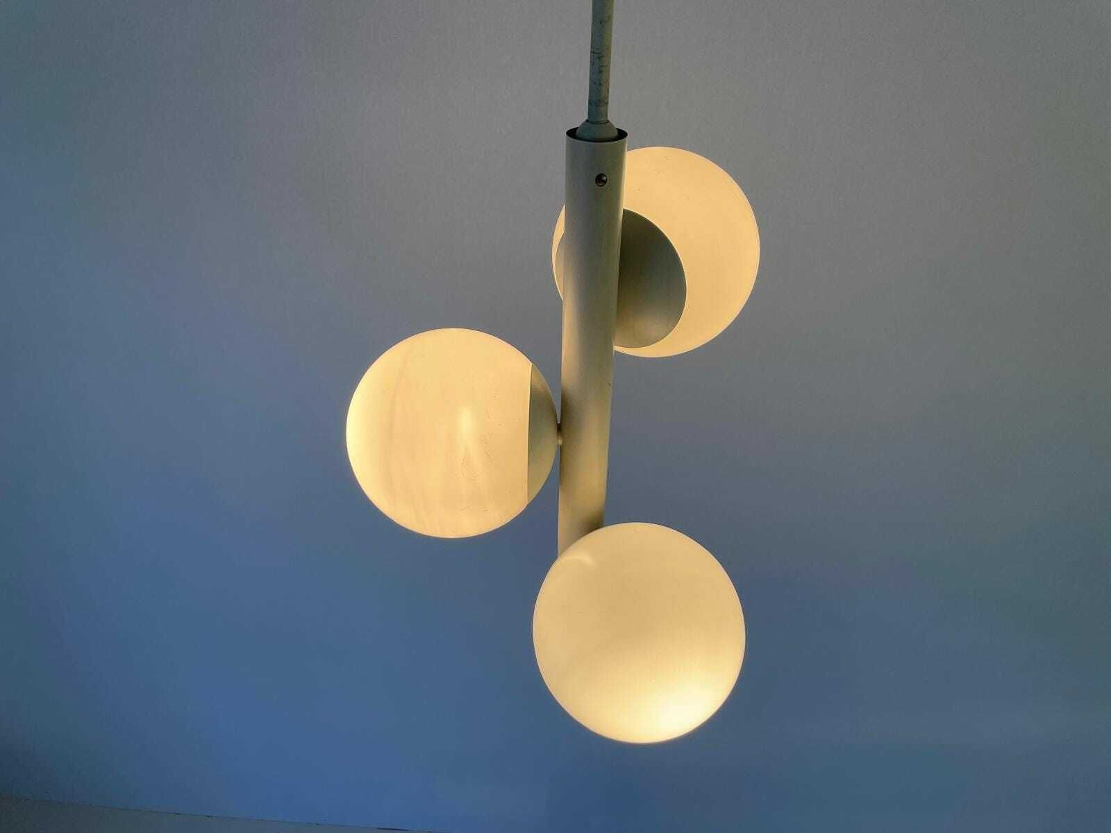 Triple Glass Shade And Gray Metal Body Atomic Ceiling Lamp By Kaiser Leuchten, 1970s, Germany photo buy
