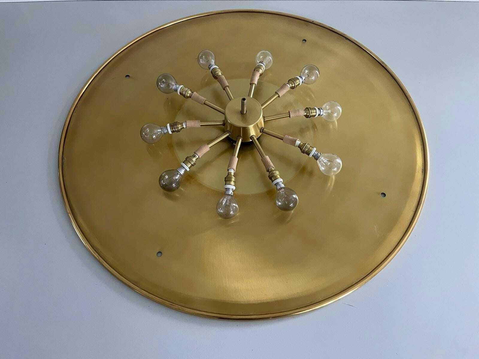 photo furniture Mid Century Brass And Glass With Flower Motifs Xxl Casino Flush Mount Light, 40s/50s, Italy