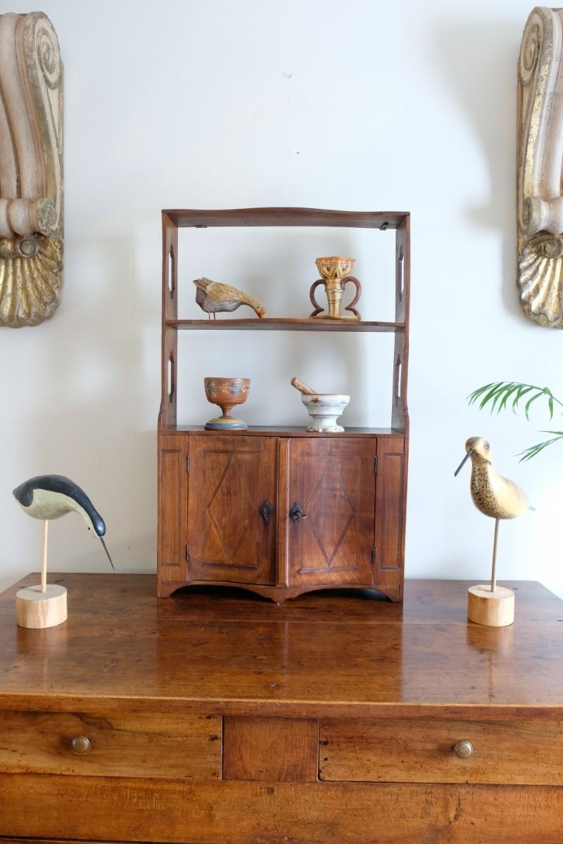 Early 19th Century Serpentine Inlaid Wall Cabinet photo furniture