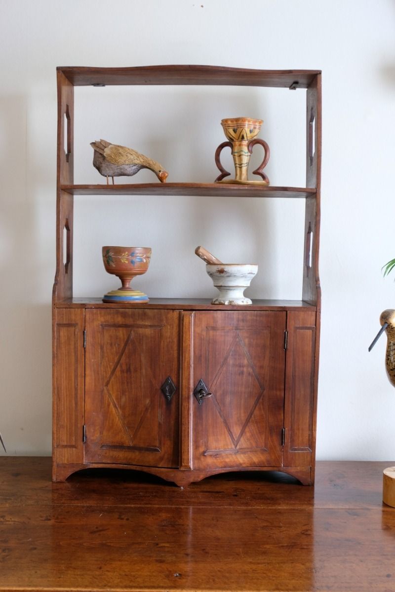 Early 19th Century Serpentine Inlaid Wall Cabinet photo vintage
