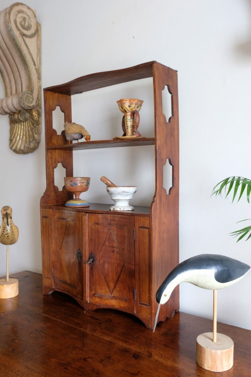 photo furniture Early 19th Century Serpentine Inlaid Wall Cabinet