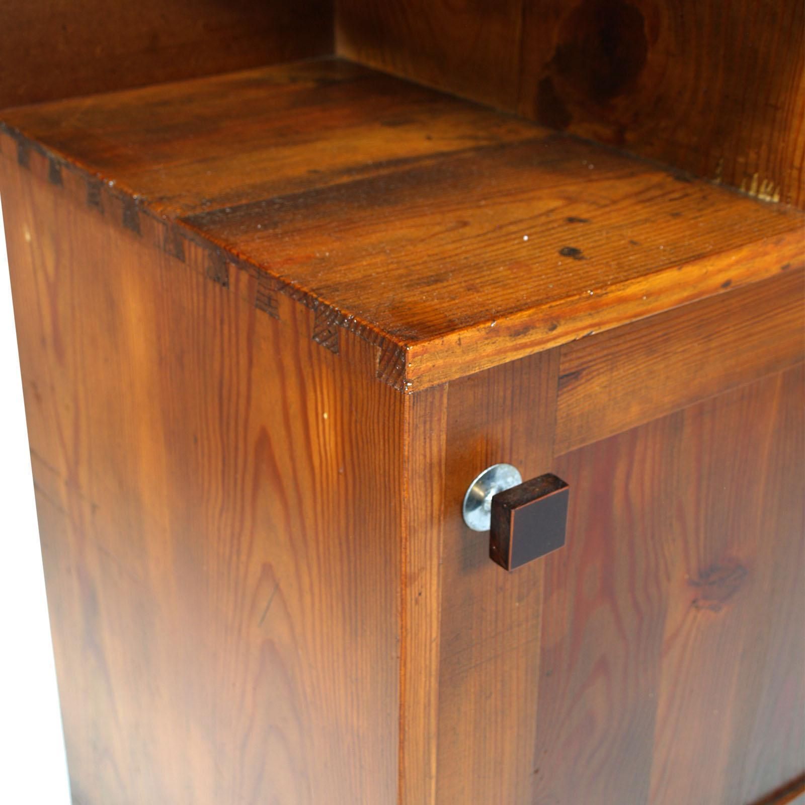 Country Nightstand Art Deco Bedside Table In Solid Larch, Restored Wax Polished photo 2232.0