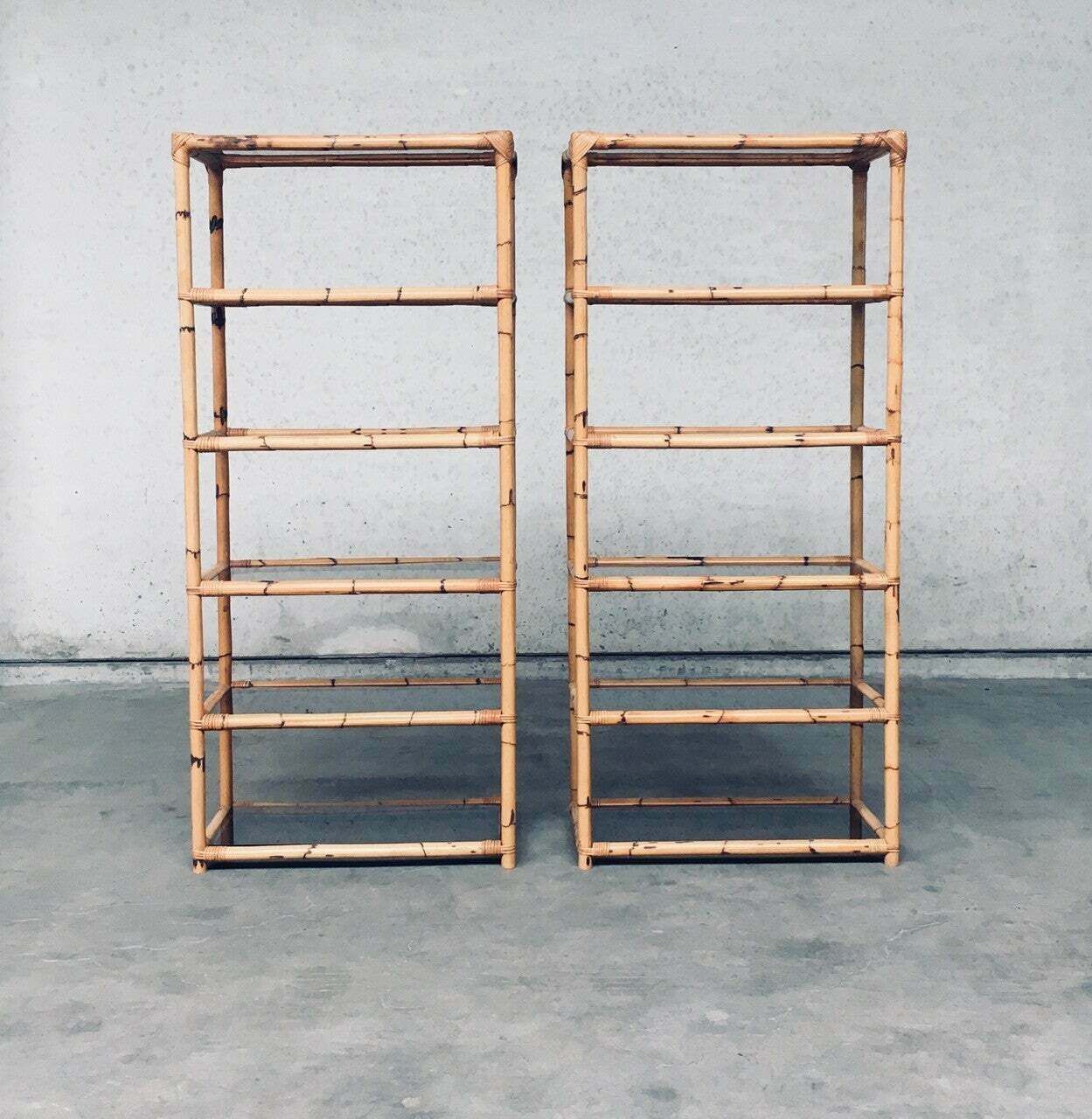 Boho Style Design Bamboo Shelving Unit Set, Italië, Jaren 1960 photo buy