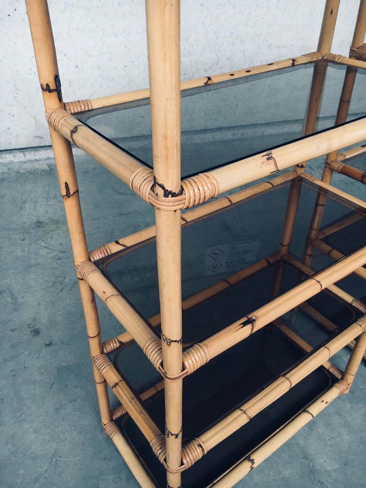 photo vintage Boho Style Design Bamboo Shelving Unit Set, Italië, Jaren 1960