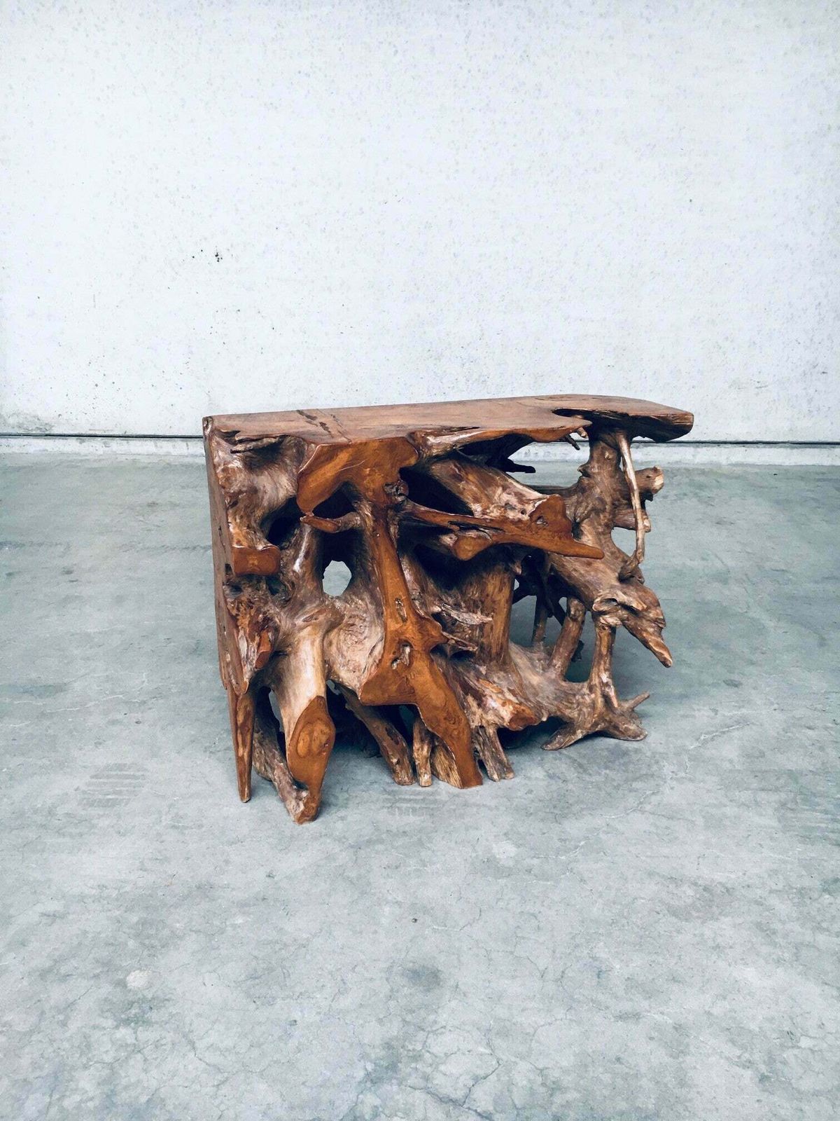Travail Populaire Burl Root Wood Console, Italy 1960's photo for sale