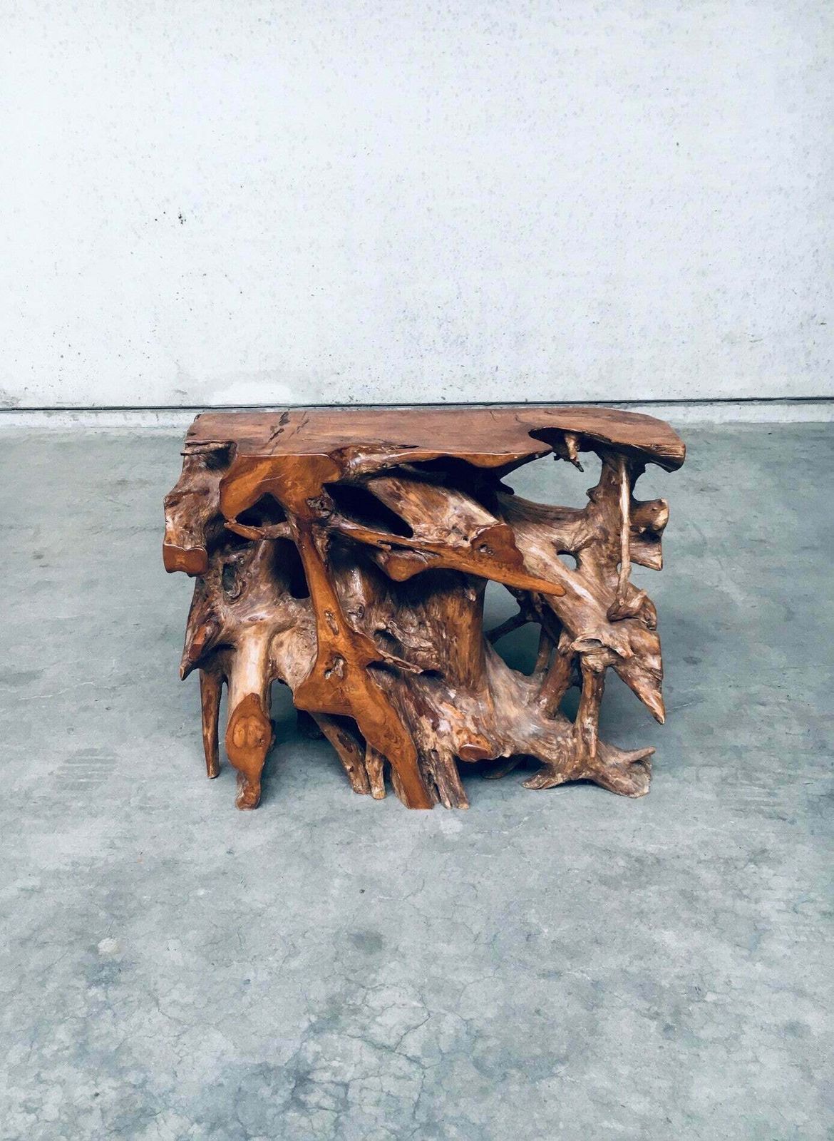 Travail Populaire Burl Root Wood Console, Italy 1960's photo vintage
