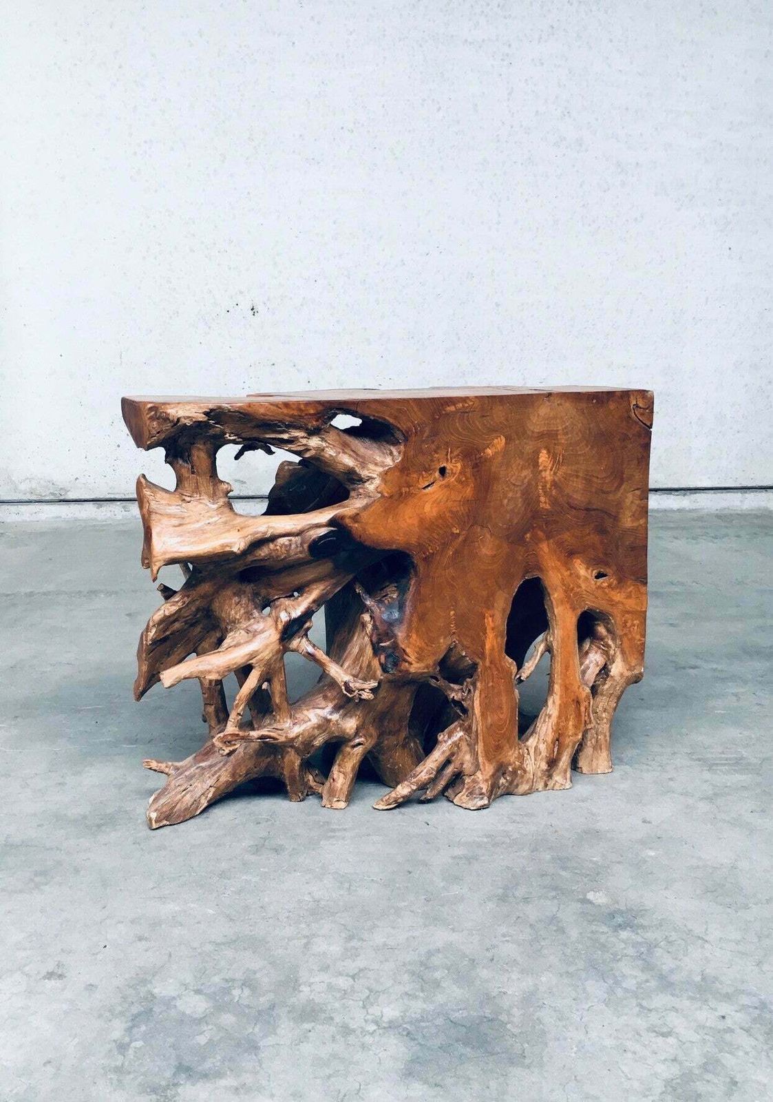 photo vinterior Travail Populaire Burl Root Wood Console, Italy 1960's