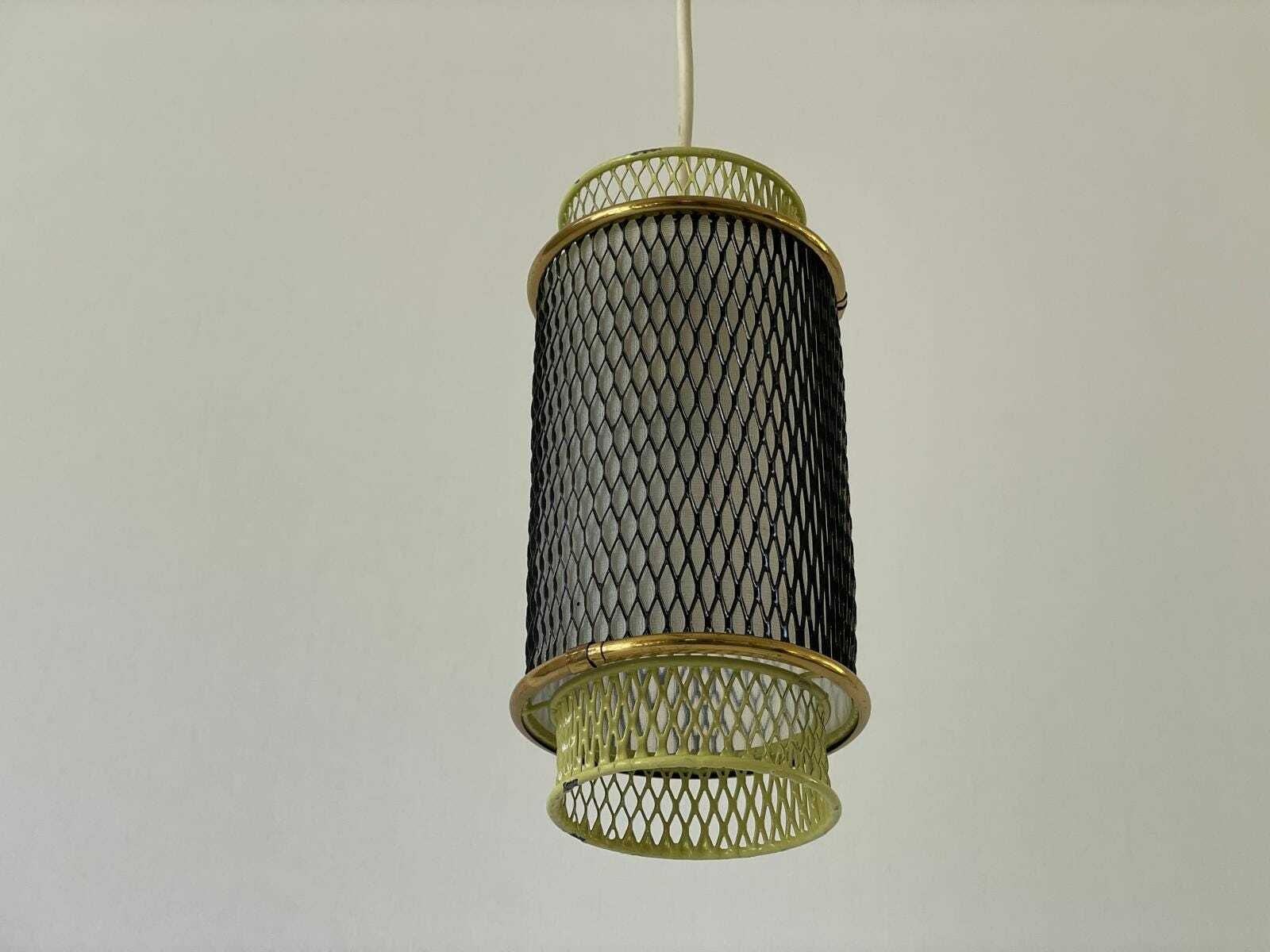 50s Cylindrical Design Small Black And Gold Metal Pendant Lamp, 5 Available photo 433.0