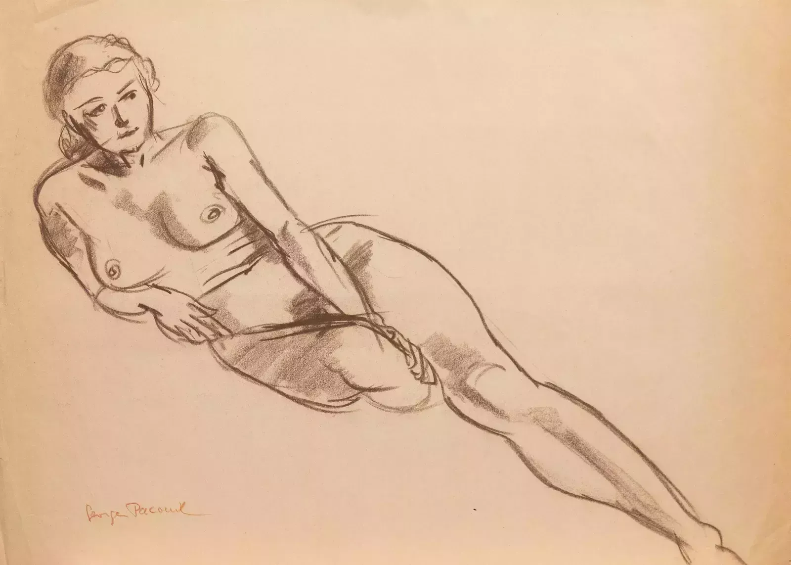 Georges Pacouil (1903 1996)   Mid 20th Century Pastel, Horizontal Pose II