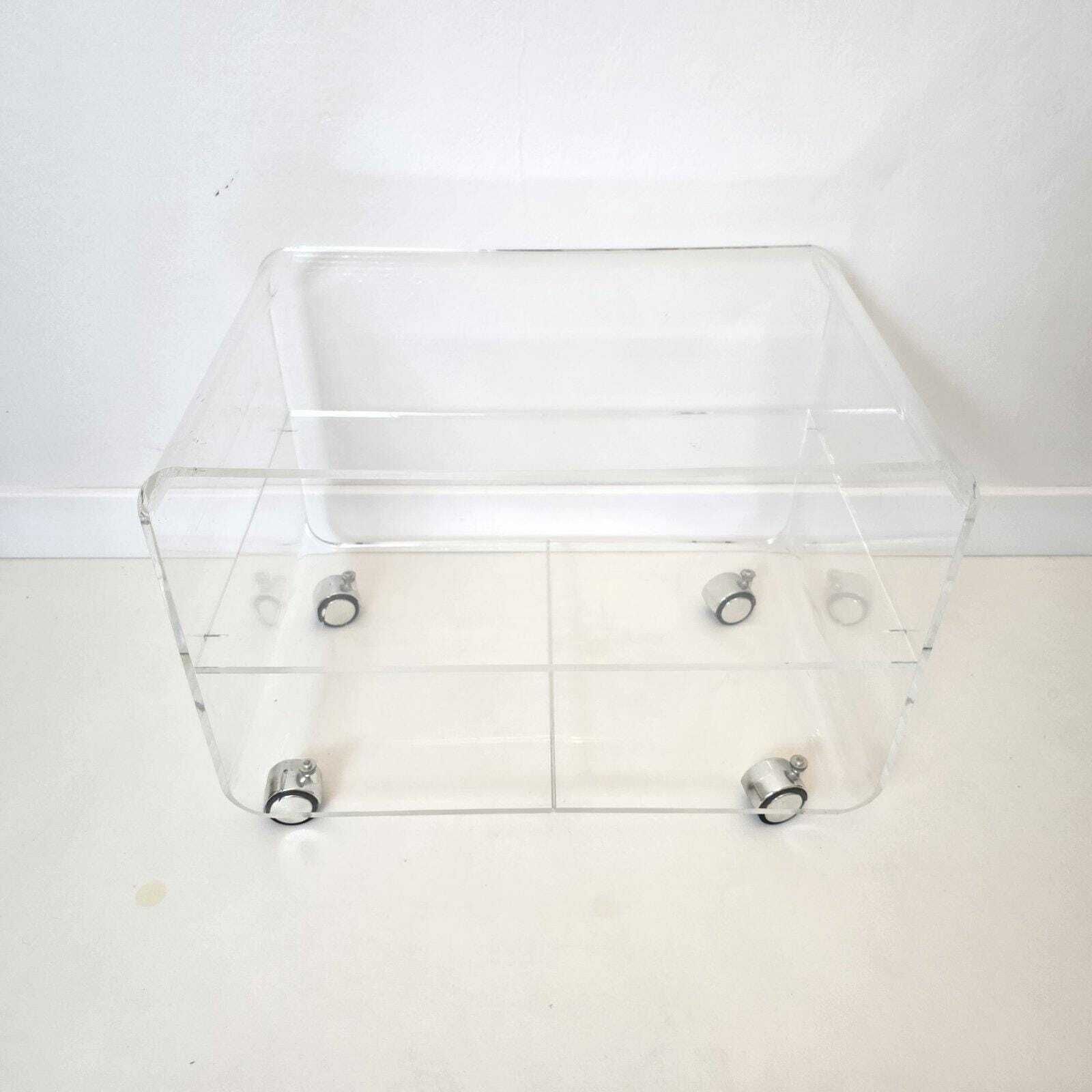 Vintage Mid Century Lucite Plexiglas Trolley / Side Table 1970s photo buy